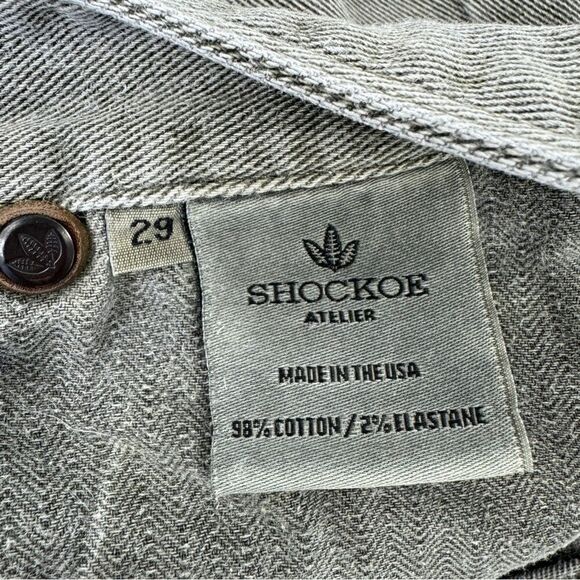 Shockoe Atelier Slim Earthwood Button Fly Jeans Khaki Green Gray 29 - Picture 9 of 11